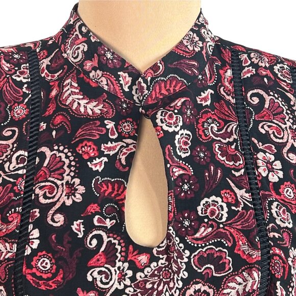 Cupcakes & Cashmere Graceland Paisley Peasant Dress Size 2 Black/Red Chiffon - Picture 3 of 12